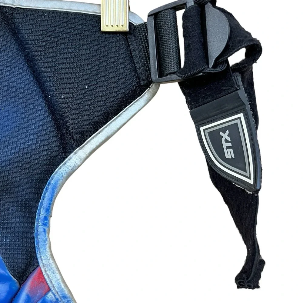STX Jolt Youth Small Lacrosse Shoulder Pads Chest Protector Blue Silver Gear